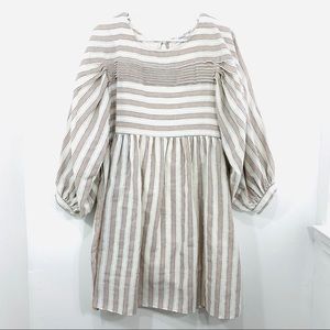 NWT Jodifl Striped Balloon Sleeve Babydoll Dress